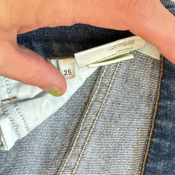 Reformation Mid Rise Slim Distressed Medium Wash Raw Hem Ankle Crop Jeans 25 - Picture 13 of 14